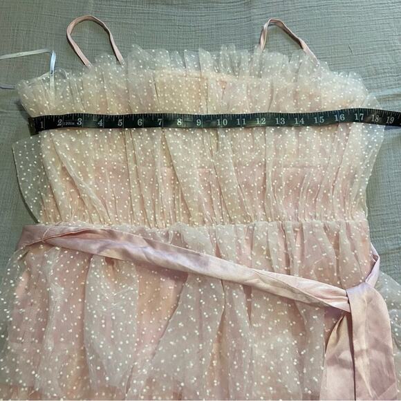 NWOT Lulus Wishing for Whimsy Blush Pink Swiss Dot Ruffle Tiered Midi Dr… - Picture 11 of 11